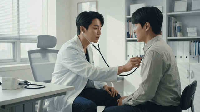 Doctor examining a patient in a clinic