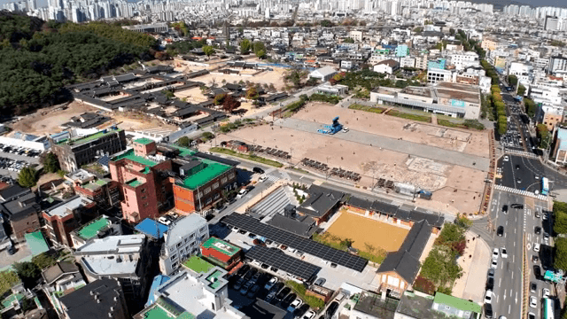 전통 한국 마을의 항공 뷰