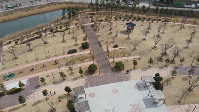 View of a park with pathways and trees