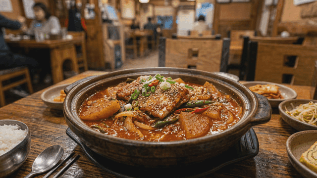 Seasoned steamed fish at cozy restaurant