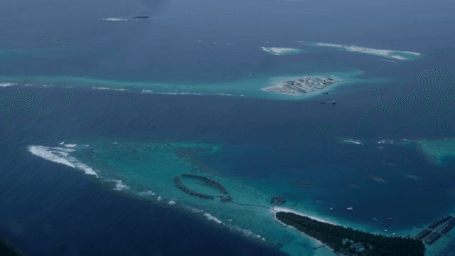 Tropical islands surrounded by blue ocean