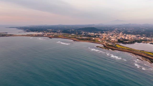 Coastal city with expansive ocean view