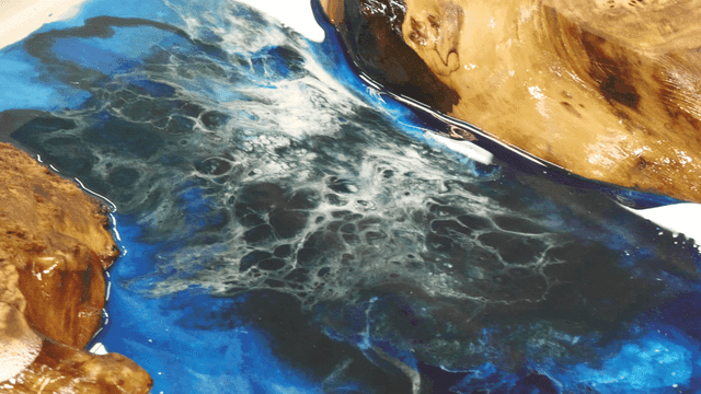 Colorful resin art with wood texture