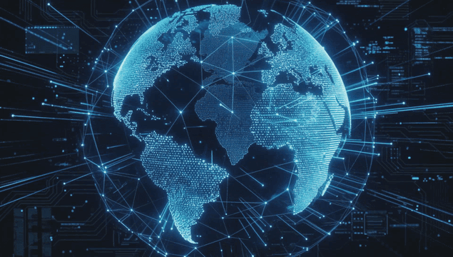 Digital globe with network connections