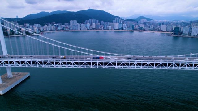 Long Suspension Bridge Connecting the Cities