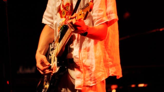 Musician Playing Electric Guitar On Stage