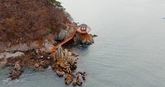 Serene Coastal Pavilions and Walkway