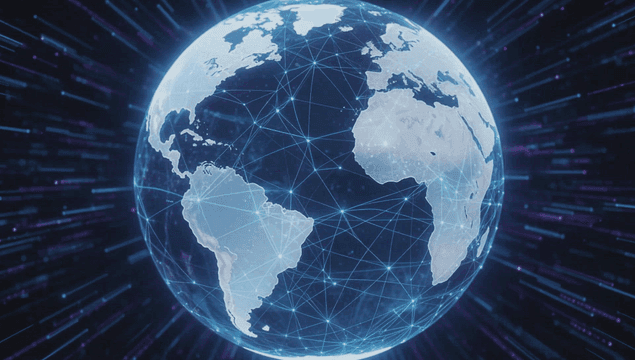 Digital network connections on Earth