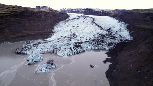 Vast glacier stretching across a mountain