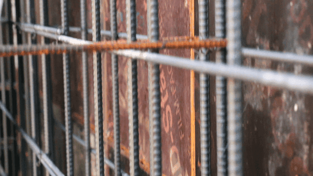 Steel rebar at a construction site