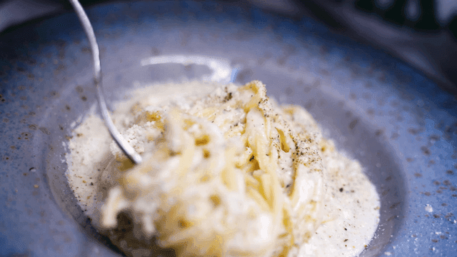 Creamy Carbonara Pasta with Fork