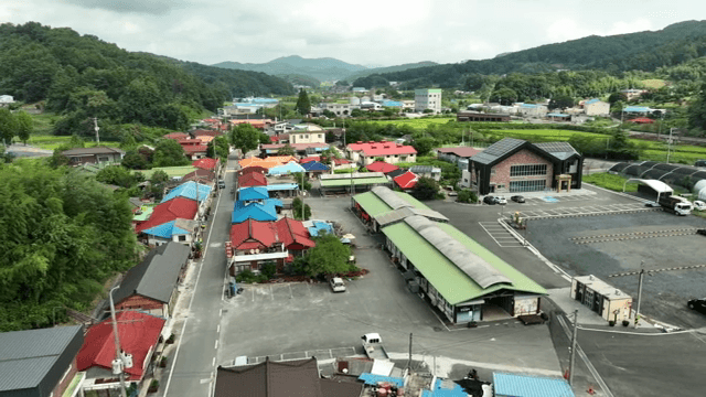 Colorful rooftops in a rural village