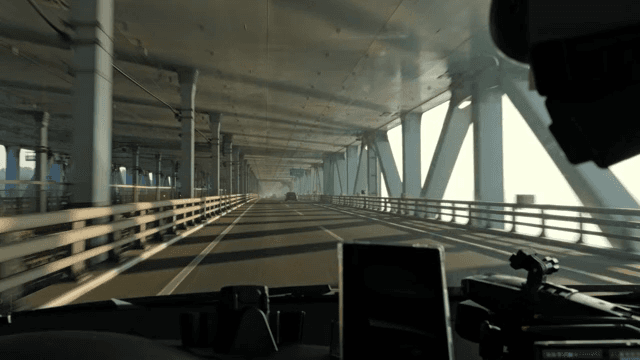 Driving through a bridge tunnel