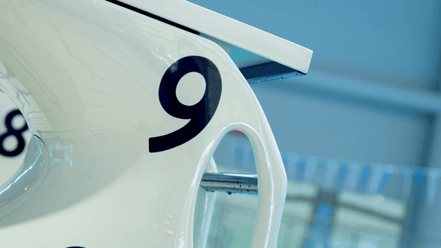 Swimming pool starting block number nine