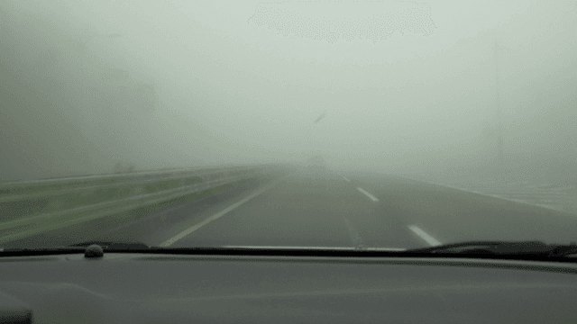 Driving on foggy road