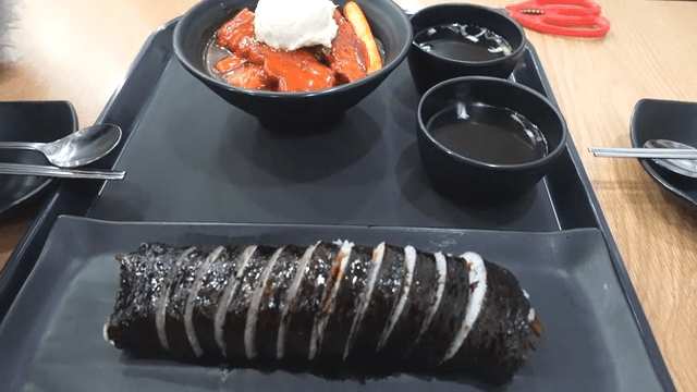 Snack shop with tteokbokki and kimbap