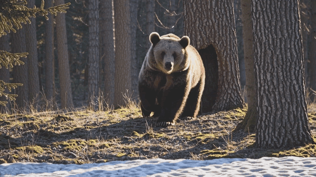 숲속을 걷는 곰과 새끼