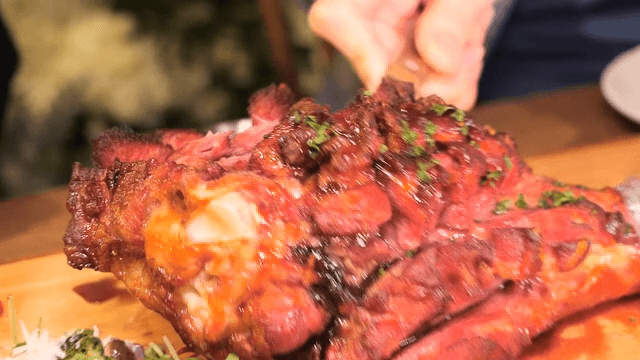 Slicing Juicy Turkey Leg Roast