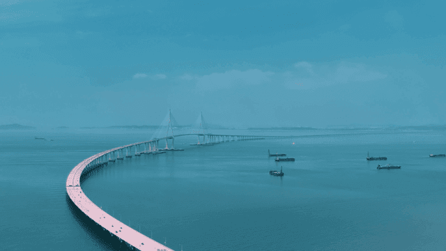 Long bridge stretching over sea