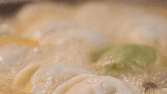 Dumpling hot pot boiling in pot