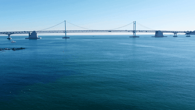 Bridge placed over calm sea.