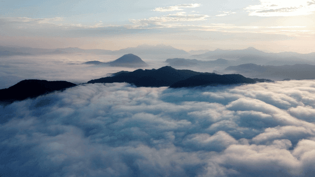 Cloud-covered mountain range
