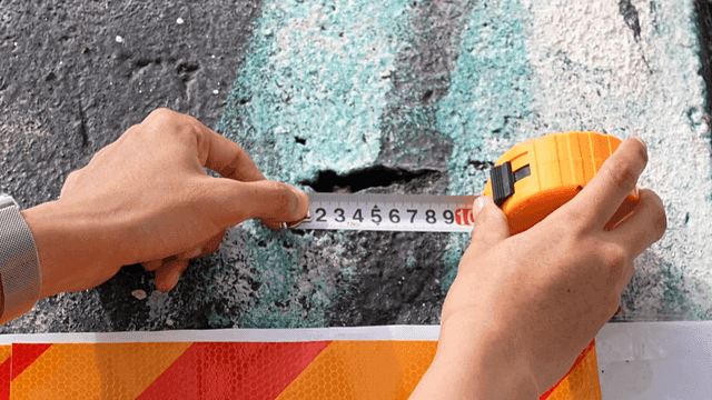 Measuring tape for cracks on concrete surface