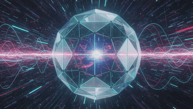 Glowing geometric sphere in motion