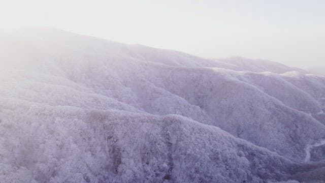 Mountains Covered White with Snow at Dawn