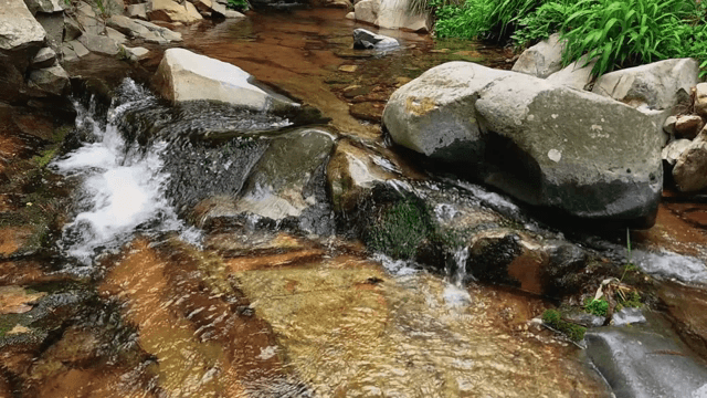 바위 위로 흐르는 작은 시냇물