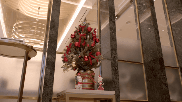 Christmas tree with decorations indoors