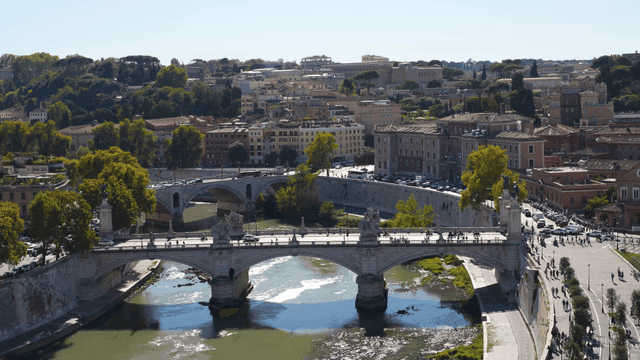 Historic bridge over city river