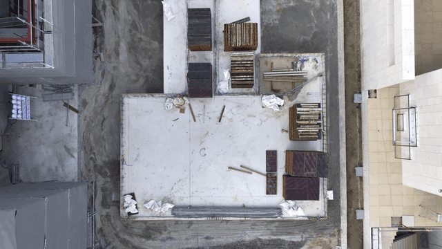 Construction site with materials and equipment