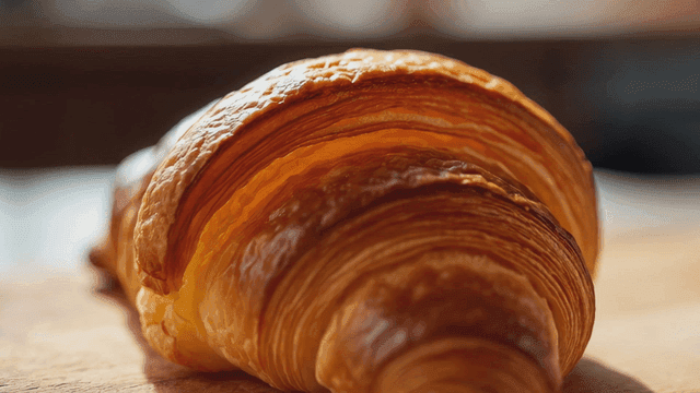 Freshly baked crispy croissant