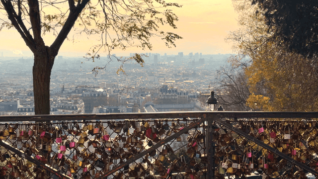 European city view with love locks