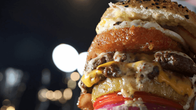 Juicy multi-layer burger