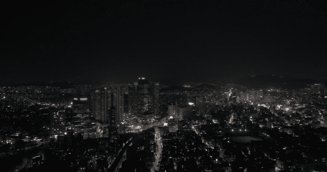 Night view of bustling downtown
