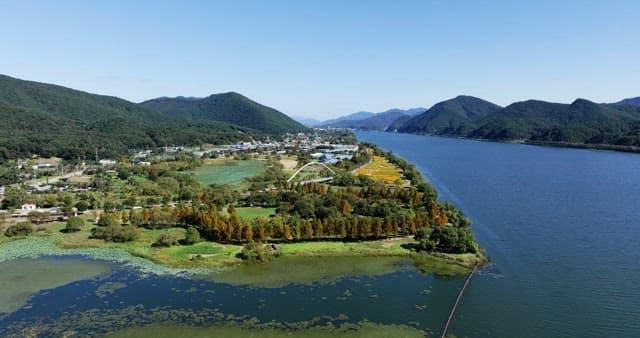 Scenic river with lush green surroundings