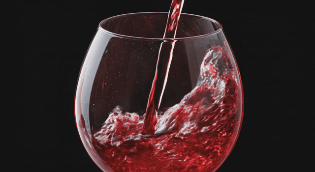 와인잔에 붉은 와인이 따르는 모습