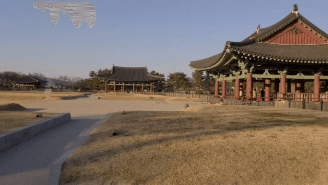 Traditional Korean pavilion in a park