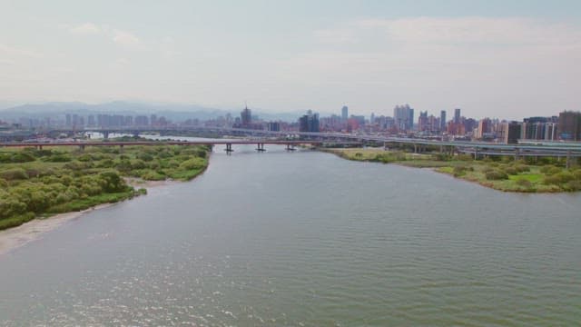 River with a city skyline in the background