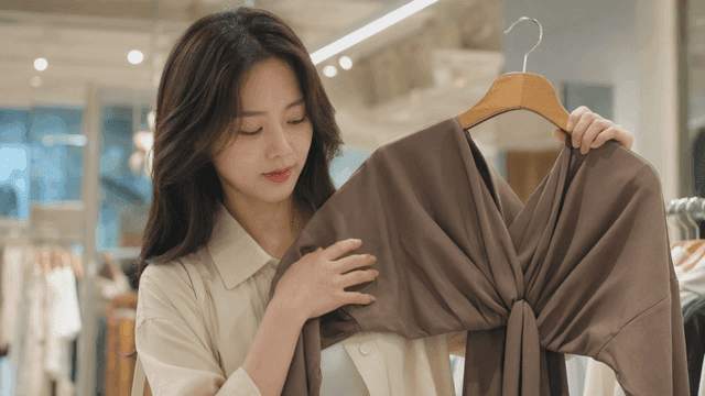 Woman shopping for clothes in store