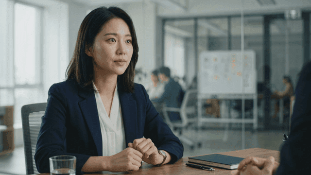 Female office worker in conference room