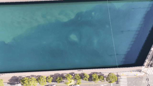 View overlooking river next to road