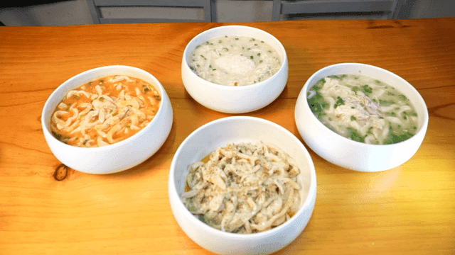 Various chicken kalguksu dishes on table