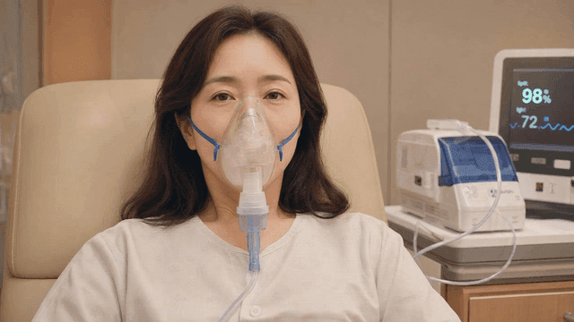 Women receiving oxygen therapy at clinic