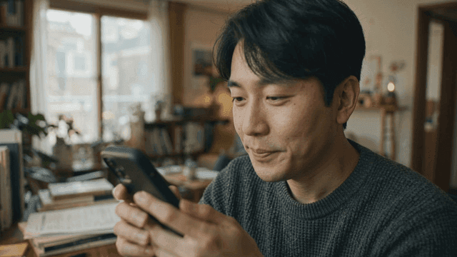 Man talking on the phone in a cozy room