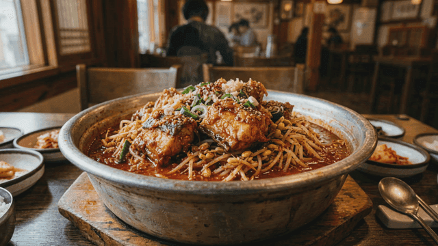 Spicy braised fish with bean sprouts