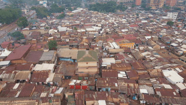 Densely populated slums