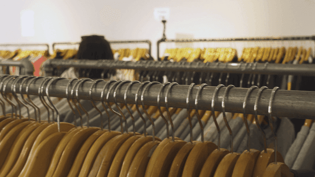 Browsing clothes in a clothing store